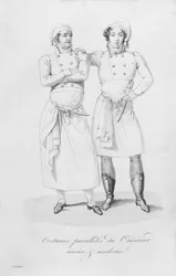Costumes of cooks from different eras, from 